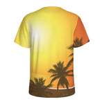 Tropical Beach Sunset Print Men's Sports T-Shirt