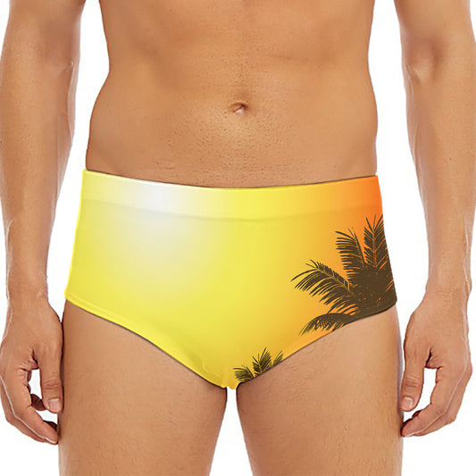 Tropical Beach Sunset Print Men's Triangle Swim Briefs