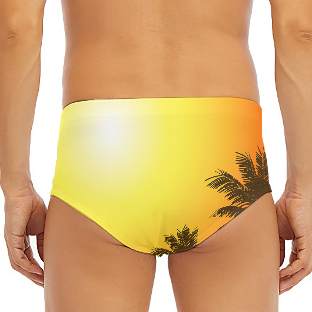 Tropical Beach Sunset Print Men's Triangle Swim Briefs