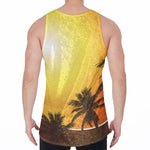 Tropical Beach Sunset Print Men's Velvet Tank Top