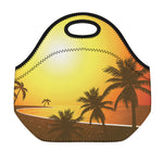 Tropical Beach Sunset Print Neoprene Lunch Bag