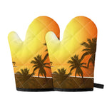 Tropical Beach Sunset Print Oven Mitts