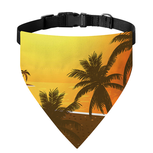 Tropical Beach Sunset Print Over The Collar Dog Bandana