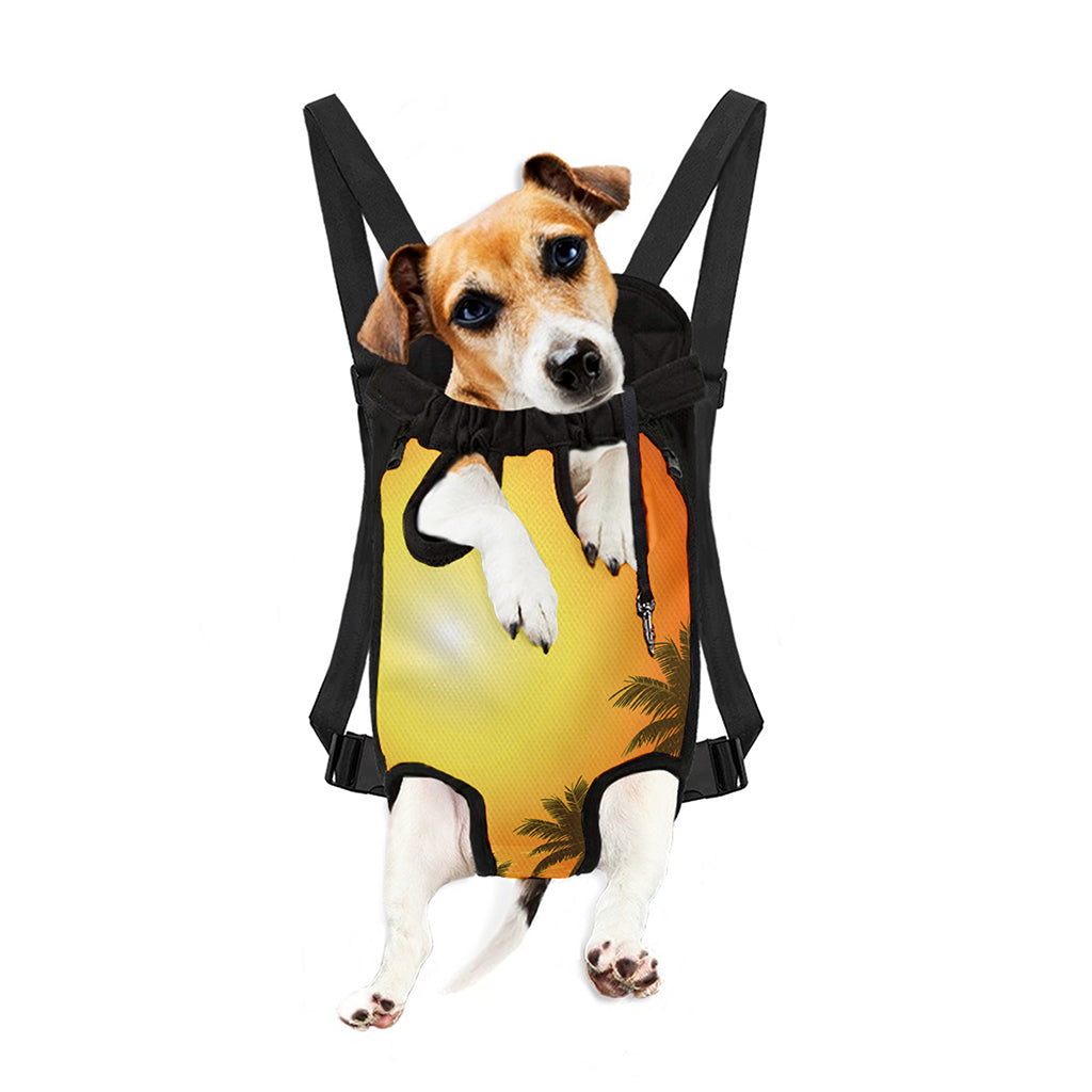 Tropical Beach Sunset Print Pet Carrier Backpack