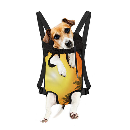 Tropical Beach Sunset Print Pet Carrier Backpack