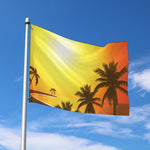 Tropical Beach Sunset Print Polyester Flag