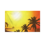 Tropical Beach Sunset Print Polyester Flag