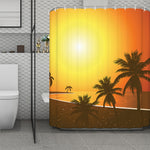 Tropical Beach Sunset Print Polyester Shower Curtain