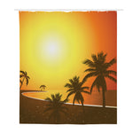 Tropical Beach Sunset Print Polyester Shower Curtain