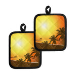 Tropical Beach Sunset Print Pot Holders