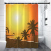 Tropical Beach Sunset Print Premium Shower Curtain