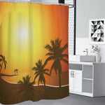 Tropical Beach Sunset Print Premium Shower Curtain