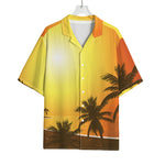 Tropical Beach Sunset Print Rayon Hawaiian Shirt