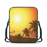 Tropical Beach Sunset Print Rectangular Crossbody Bag
