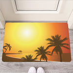Tropical Beach Sunset Print Rubber Doormat