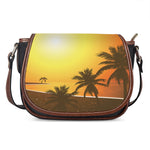 Tropical Beach Sunset Print Saddle Bag