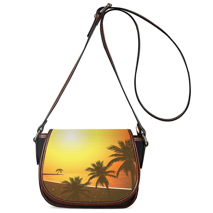 Tropical Beach Sunset Print Saddle Bag
