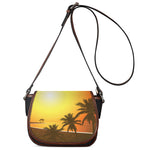 Tropical Beach Sunset Print Saddle Bag