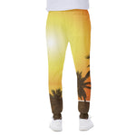 Tropical Beach Sunset Print Scuba Joggers