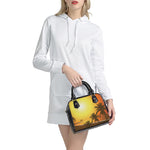 Tropical Beach Sunset Print Shoulder Handbag