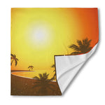 Tropical Beach Sunset Print Silk Bandana