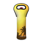 Tropical Beach Sunset Print Single Neoprene Wine Tote
