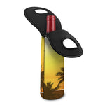 Tropical Beach Sunset Print Single Neoprene Wine Tote