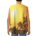 Tropical Beach Sunset Print Sleeveless Baseball Jersey