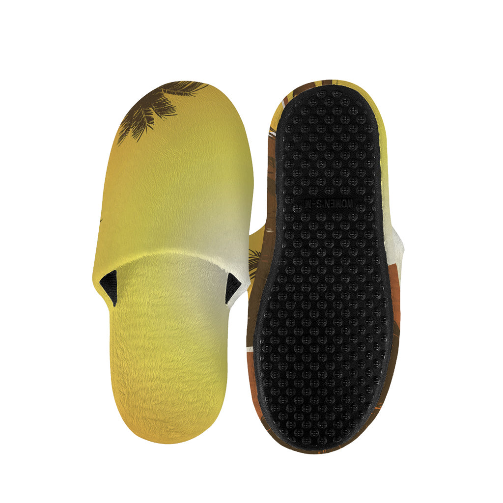 Tropical Beach Sunset Print Slippers
