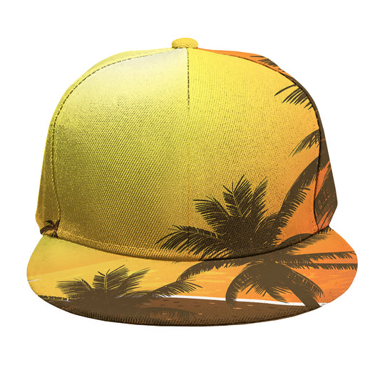 Tropical Beach Sunset Print Snapback Cap