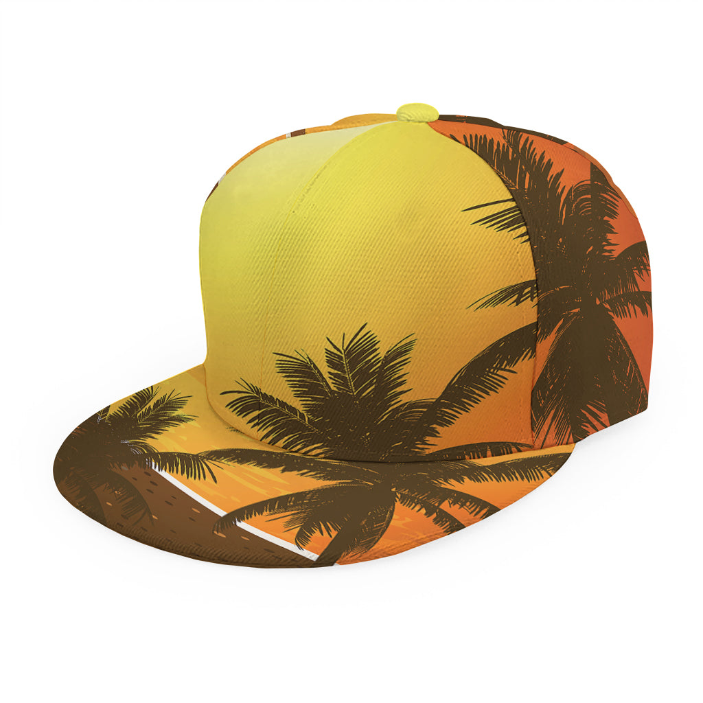 Tropical Beach Sunset Print Snapback Cap