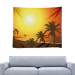 Tropical Beach Sunset Print Tapestry