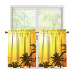 Tropical Beach Sunset Print Tier Curtains