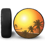 Tropical Beach Sunset Print Tire Cover