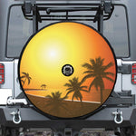 Tropical Beach Sunset Print Tire Cover With Camera Hole