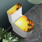 Tropical Beach Sunset Print Toilet Lid And Tank Cover Set