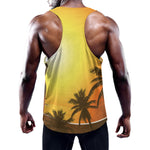 Tropical Beach Sunset Print Training Tank Top