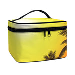 Tropical Beach Sunset Print Travel Makeup Bag