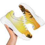 Tropical Beach Sunset Print White Chunky Shoes