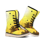Tropical Beach Sunset Print Winter Boots