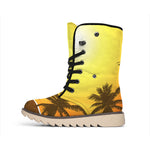 Tropical Beach Sunset Print Winter Boots