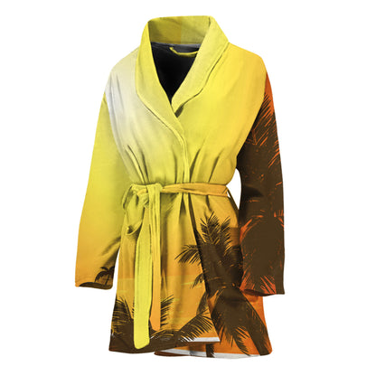 Tropical Beach Sunset Print Women's Bathrobe