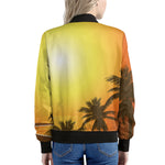 Tropical Beach Sunset Print Women's Bomber Jacket
