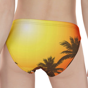 Tropical Beach Sunset Print Women's Panties