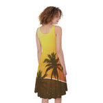 Tropical Beach Sunset Print Women's Sleeveless Dress