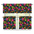 Tropical Bird Of Paradise Pattern Print 3 Piece Kitchen Curtains