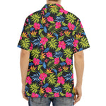 Tropical Bird Of Paradise Pattern Print Aloha Shirt