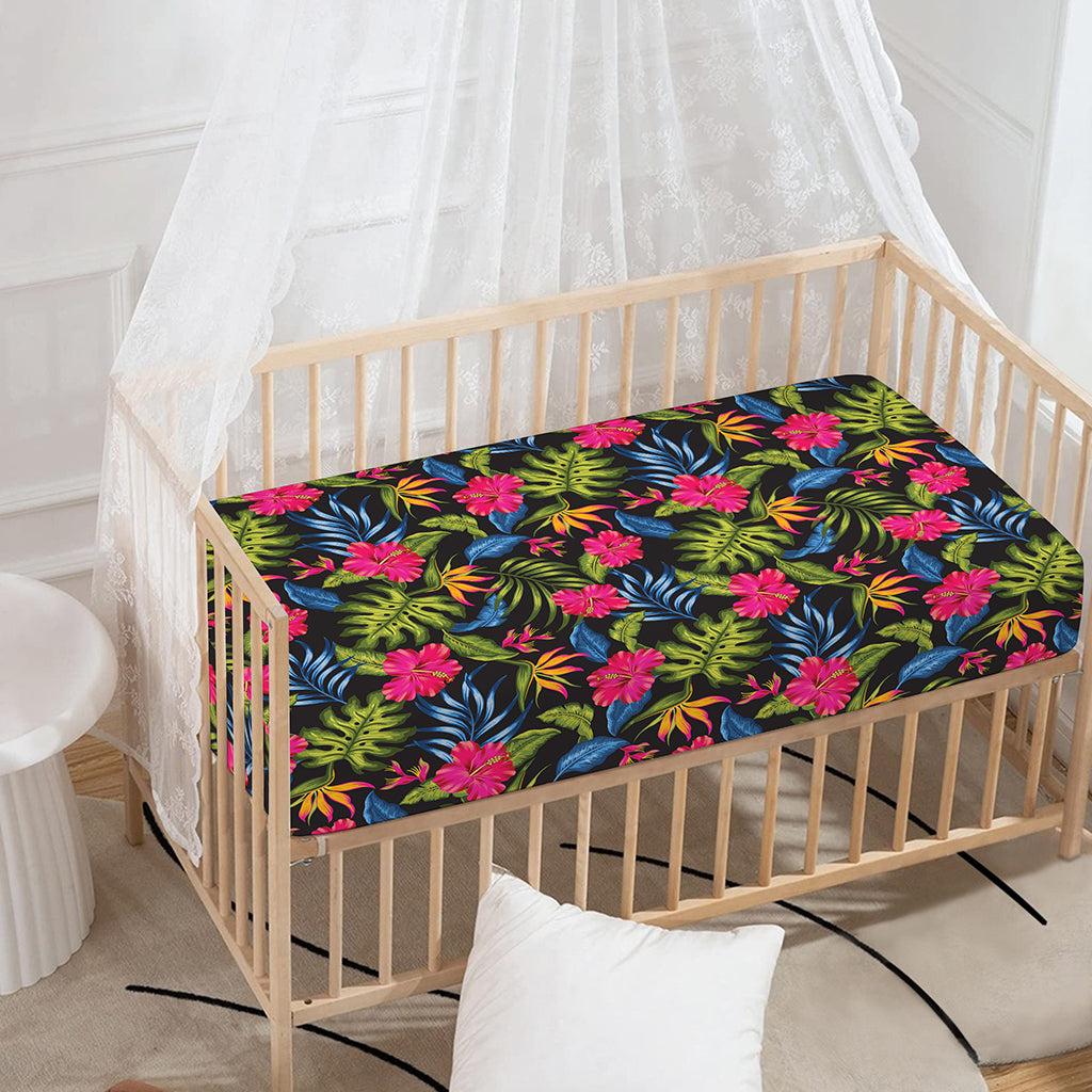 Tropical Bird Of Paradise Pattern Print Baby Crib Sheet