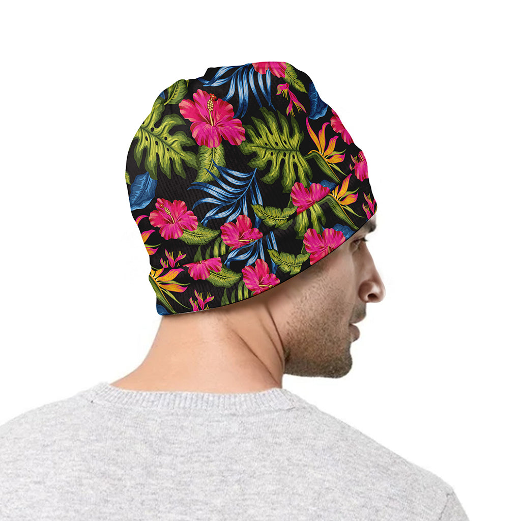 Tropical Bird Of Paradise Pattern Print Beanie