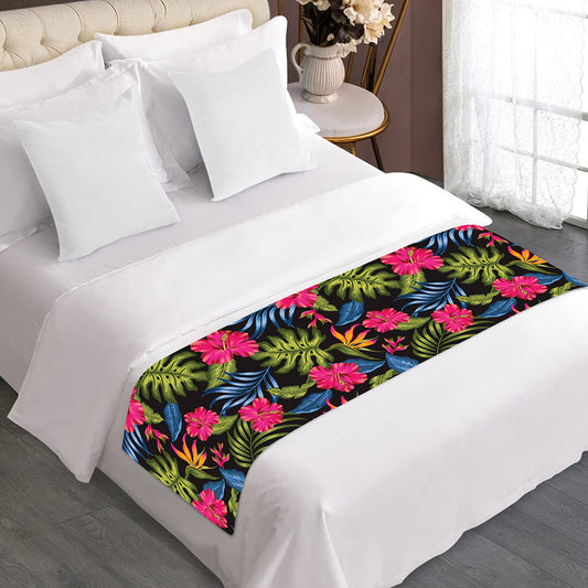 Tropical Bird Of Paradise Pattern Print Bed Runner